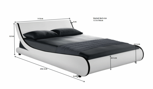 Galactic Leather Double Bed Frame, White - Image 4