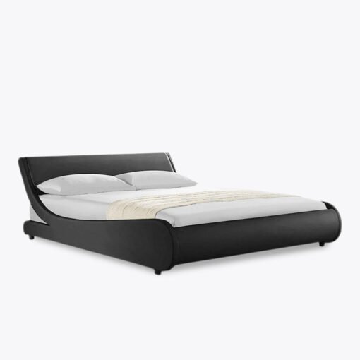 Galactic Leather Double Bed Frame, Black - Image 2