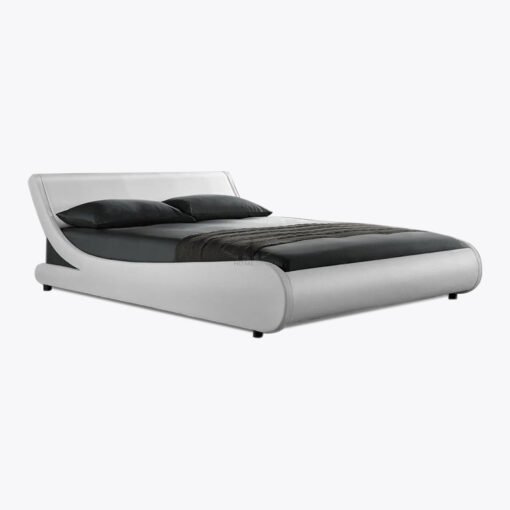 Galactic Leather Double Bed Frame, White - Image 2
