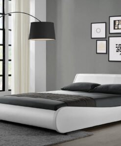 Galactic Leather Double Bed Frame, White