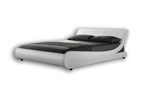 Galactic Leather Double Bed Frame, White - Image 3