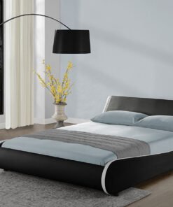 Galactic Leather Double Bed Frame, Black & White