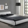 Galactic Leather Double Bed Frame, White & Black