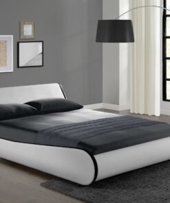 Galactic Leather Double Bed Frame, White & Black