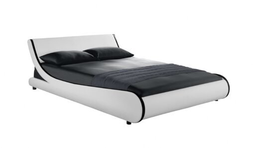 Galactic Leather Double Bed Frame, White & Black - Image 3