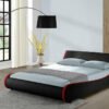 Galactic Leather Double Bed Frame, Black & Red