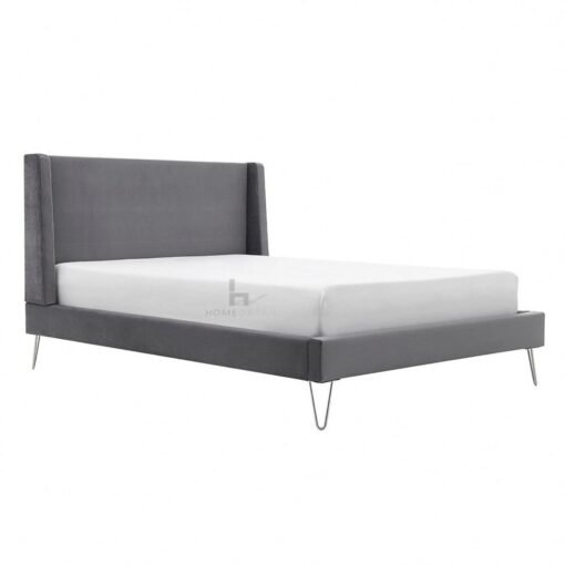 Athena Velvet Double Wingback Bed Frame with Gold Legs, Blue - Image 11