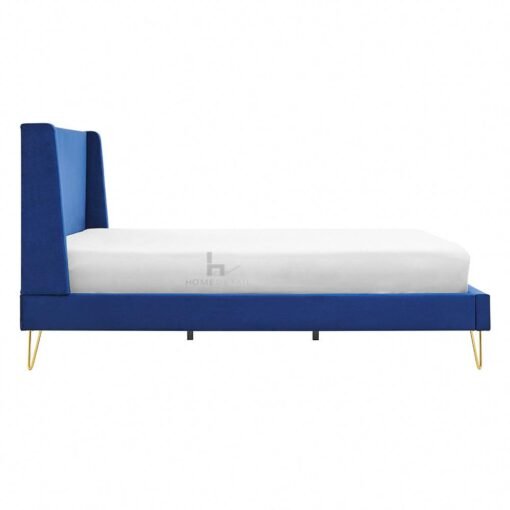 Athena Velvet Double Wingback Bed Frame with Gold Legs, Blue - Image 7