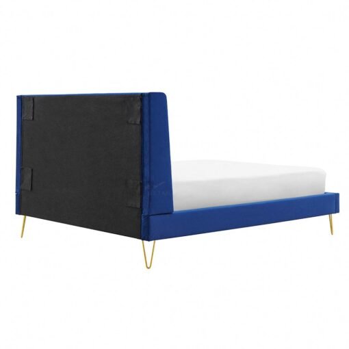 Athena Velvet Double Wingback Bed Frame with Gold Legs, Blue - Image 9