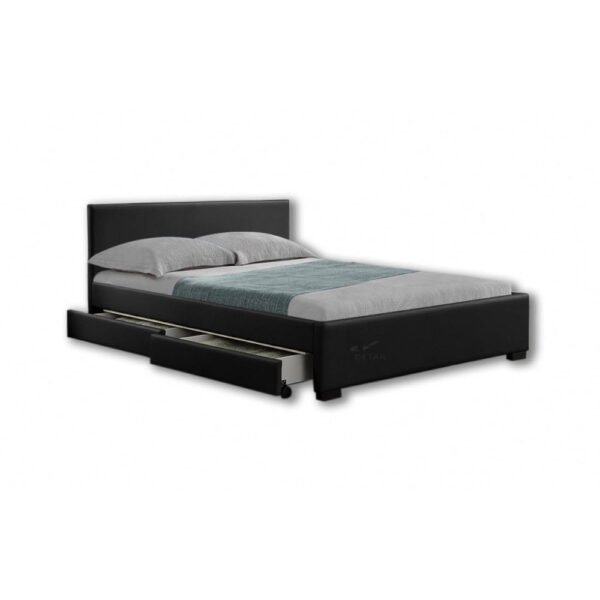 4 Drawers Storage Faux Leather Frame, Double Bed - Image 2