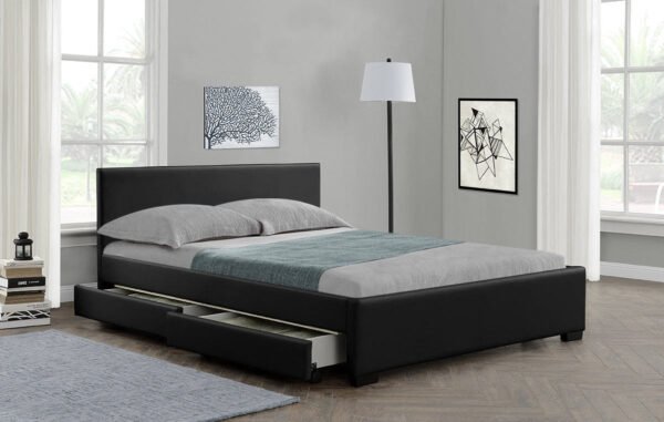4 Drawers Storage Faux Leather Frame, Double Bed