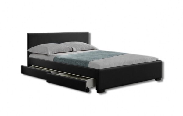 4 Drawers Storage Faux Leather Frame, Double Bed - Image 4