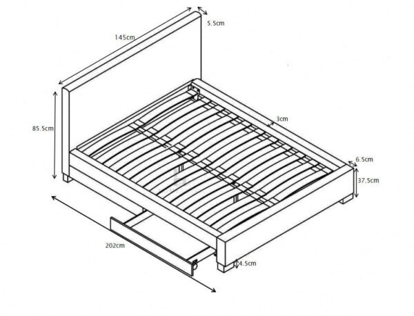 4 Drawers Storage Faux Leather Frame, Double Bed - Image 3