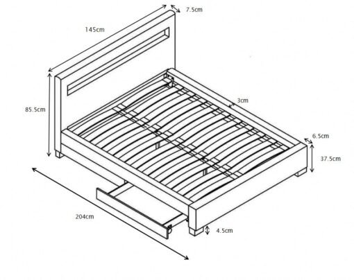 4 Drawers Storage Double Bed LED Header Frame - Image 3