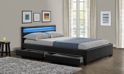 4 Drawers Storage Double Bed LED Header Frame