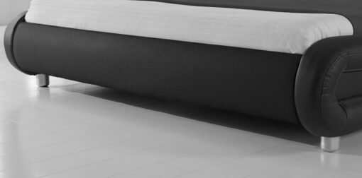 Galaxy Faux Leather Double Bed Frame with LED, Black - Image 5