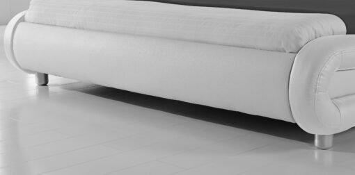 Galaxy Faux Leather Double Bed Frame with LED, White - Image 5