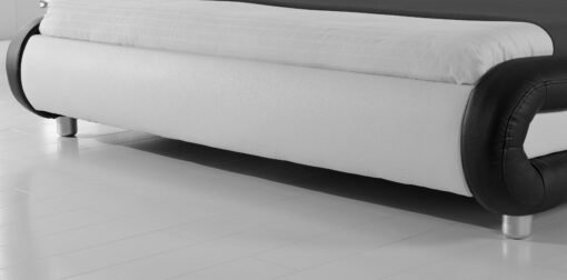 Galaxy Faux Leather Double Bed Frame with LED, Black/White - Image 5