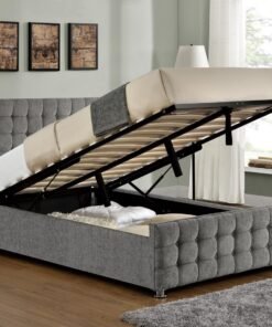 Baratheon Fabric Ottoman Bed Frame Silver Chenille, Double 4FT6