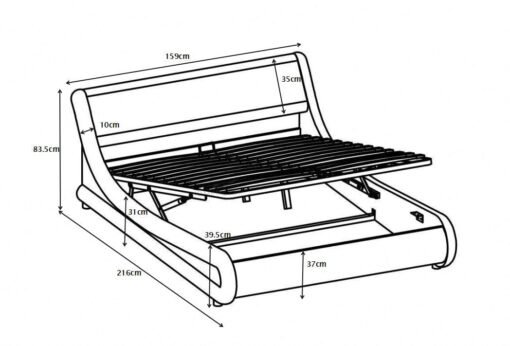 Galaxy Double Ottoman Bed, Black - Image 5