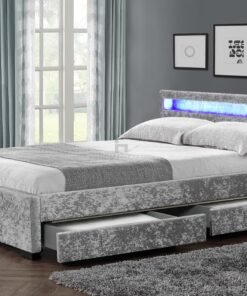 Comet Velvet Double Bed Under Bed Storage, Silver