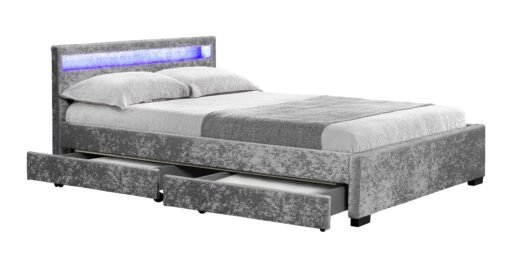 Comet Velvet Double Bed Under Bed Storage, Silver - Image 7