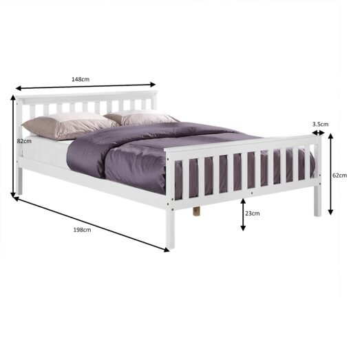 Hampton White Wooden Bed Shaker Style, Double - Image 2