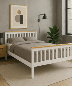 Woodford Wooden Bed Frame White & Oak, Double