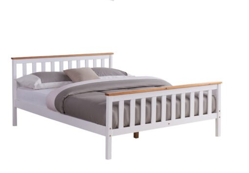 Woodford Wooden Bed Frame White & Oak, Double - Image 3