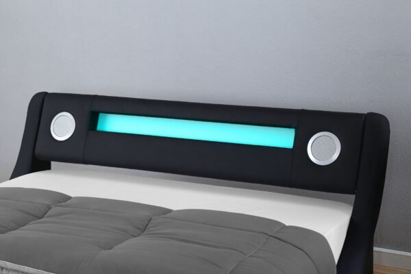 Galaxy Black PU LED Bed Speaker Gas Lift, Double - Image 7