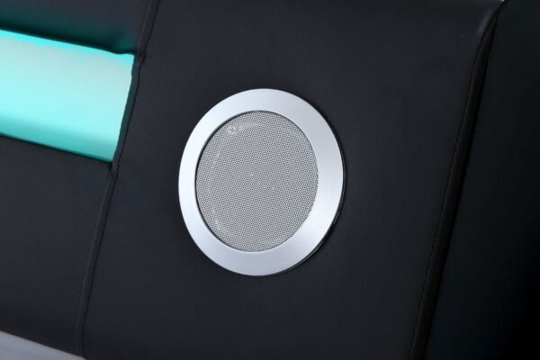 Galaxy Black PU LED Bed Speaker Gas Lift, Double - Image 11