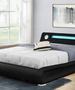 Galaxy Black PU LED Bed Speaker Gas Lift, Double